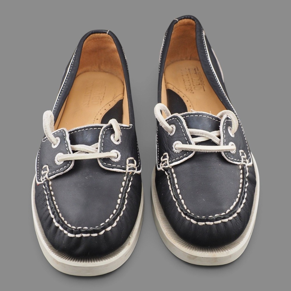 Sebago Docksides Navy Blue Leather Boat Shoes Womens Size 6 Nautical Loafers